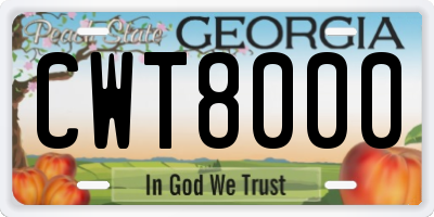 GA license plate CWT8000