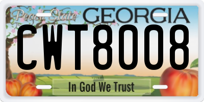 GA license plate CWT8008