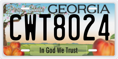 GA license plate CWT8024