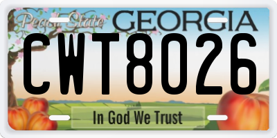 GA license plate CWT8026