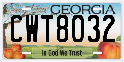 GA license plate CWT8032