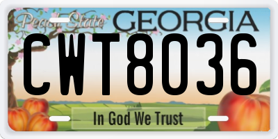GA license plate CWT8036