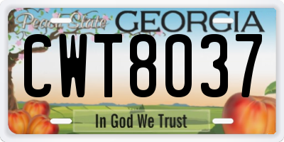 GA license plate CWT8037