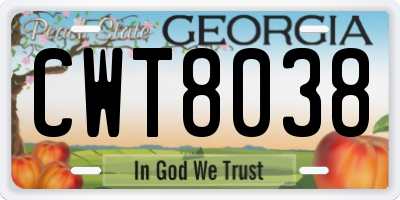 GA license plate CWT8038
