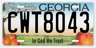 GA license plate CWT8043