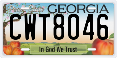 GA license plate CWT8046