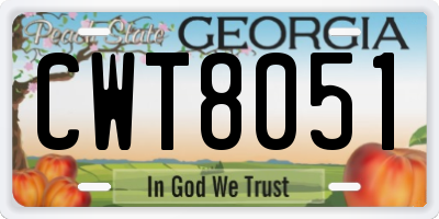 GA license plate CWT8051