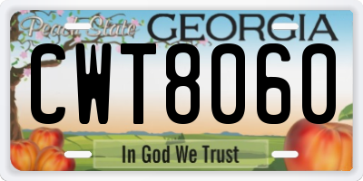 GA license plate CWT8060