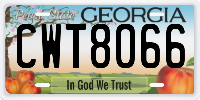 GA license plate CWT8066