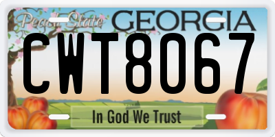 GA license plate CWT8067