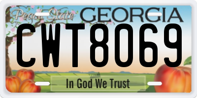 GA license plate CWT8069