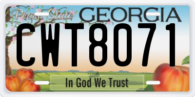 GA license plate CWT8071