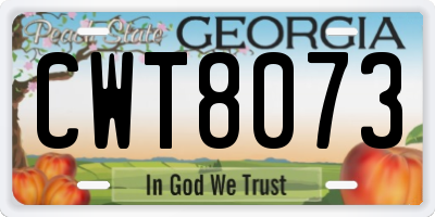 GA license plate CWT8073