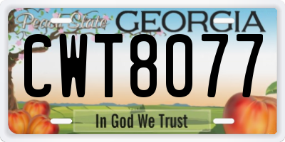 GA license plate CWT8077
