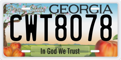 GA license plate CWT8078