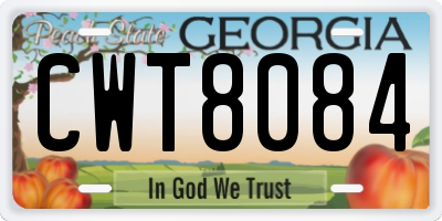 GA license plate CWT8084