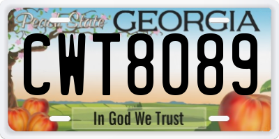 GA license plate CWT8089
