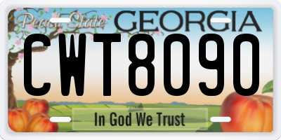 GA license plate CWT8090