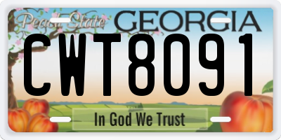 GA license plate CWT8091