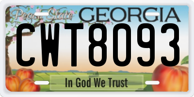 GA license plate CWT8093