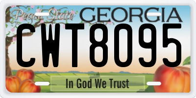 GA license plate CWT8095