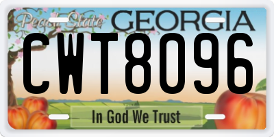 GA license plate CWT8096