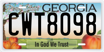 GA license plate CWT8098