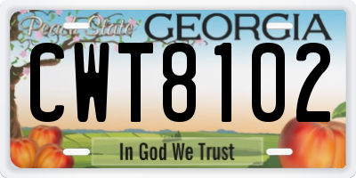 GA license plate CWT8102