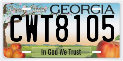 GA license plate CWT8105