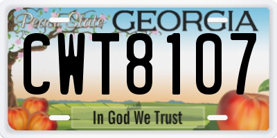GA license plate CWT8107
