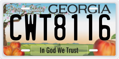 GA license plate CWT8116