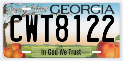 GA license plate CWT8122
