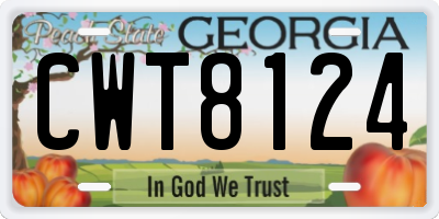GA license plate CWT8124