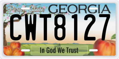GA license plate CWT8127