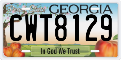 GA license plate CWT8129