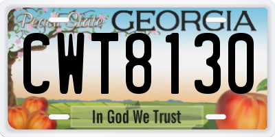 GA license plate CWT8130
