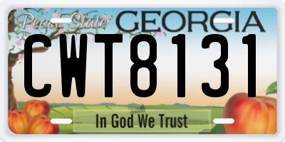 GA license plate CWT8131