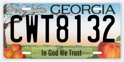 GA license plate CWT8132