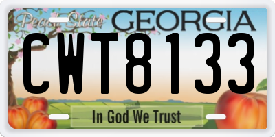 GA license plate CWT8133