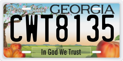 GA license plate CWT8135