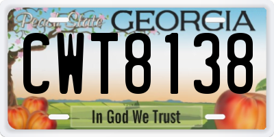 GA license plate CWT8138