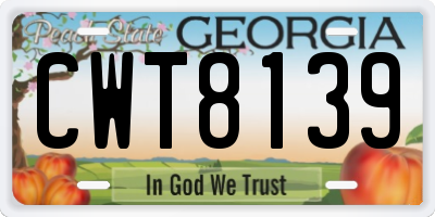GA license plate CWT8139