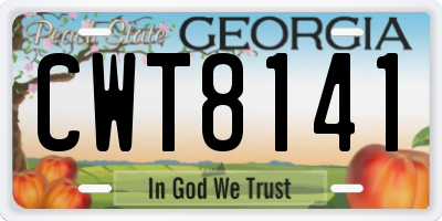 GA license plate CWT8141