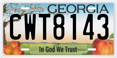 GA license plate CWT8143