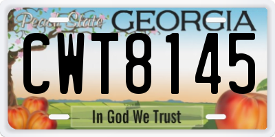 GA license plate CWT8145