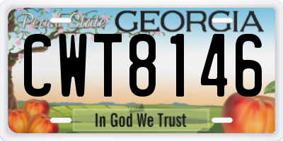 GA license plate CWT8146