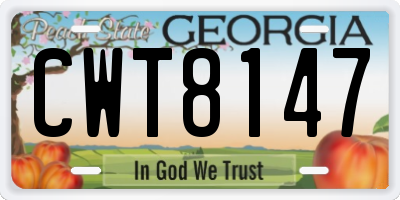 GA license plate CWT8147