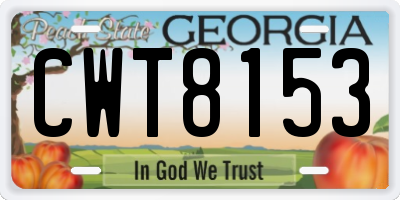 GA license plate CWT8153