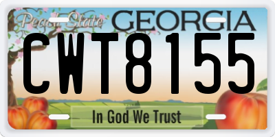 GA license plate CWT8155