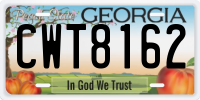 GA license plate CWT8162